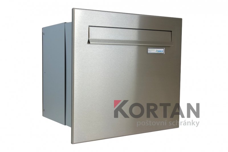 1x poštovní schránka A-042 k zazdění do sloupku + čelní deska se jmenovkou - NEREZ / šedá | eshop.KORTAN.cz