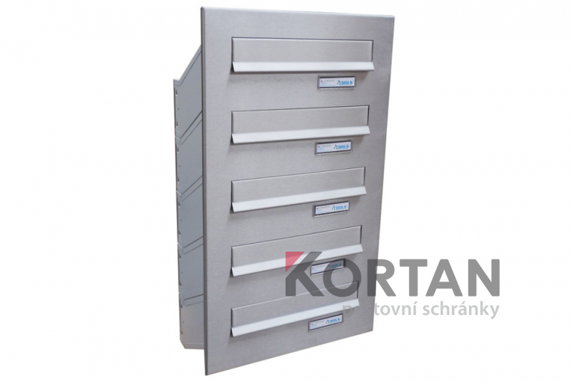 5x poštovní schránka D-041 k zazdění do sloupku v jednom sloupci + čelní deska - NEREZ / šedá | eshop.KORTAN.cz