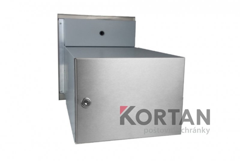 1x poštovní schránka B-242 k zazdění do sloupku + čelní deska s 2x zvonkem a přípravou pro HM - NEREZ / šedá | eshop.KORTAN.cz