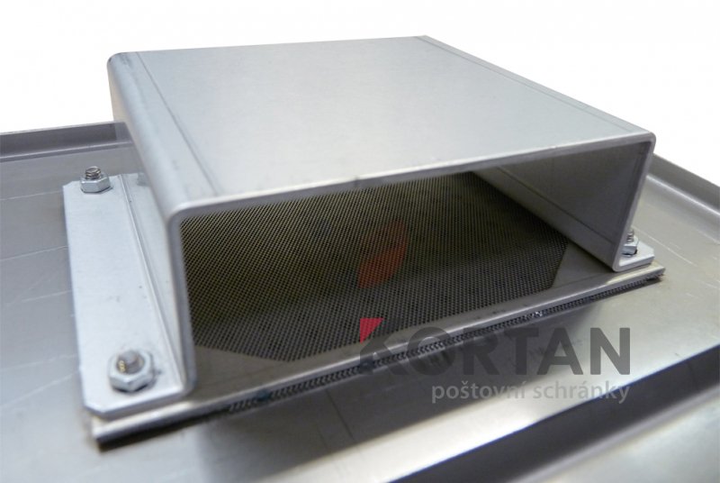 1x poštovní schránka D-041 k zazdění do sloupku + čelní deska s 2x zvonkem a přípravou pro HM - NEREZ / šedá | eshop.KORTAN.cz