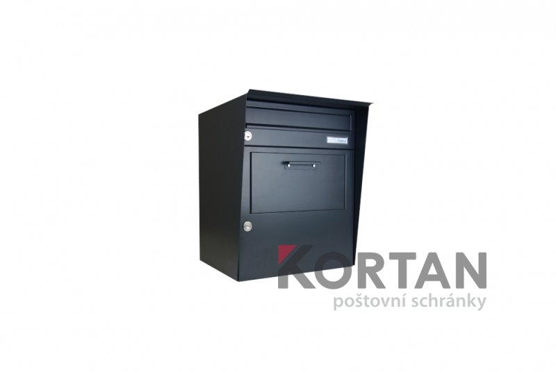 Parcel box (schránka na balíky) se schránkou B-017 a opláštěním - nástěnný, lakovaný RAL 7016 antracit | eshop.KORTAN.cz